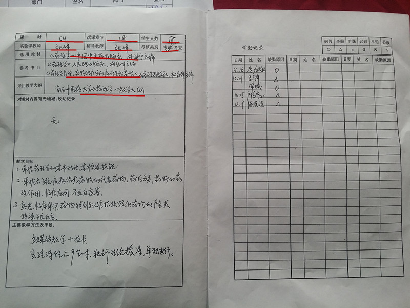 教学过程记录项目填写完整